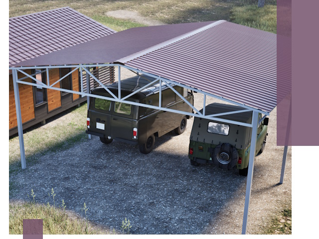 Двускатные навесы под ключ в Ханты-Мансийске — изготовление и монтаж